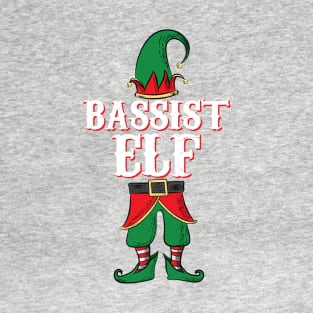 Bassist Elf - Christmas Gift Idea for Bass Players print T-Shirt